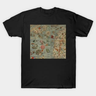 Sea Monsters and Sailing Ships - Old Map Carta Marina T-Shirt